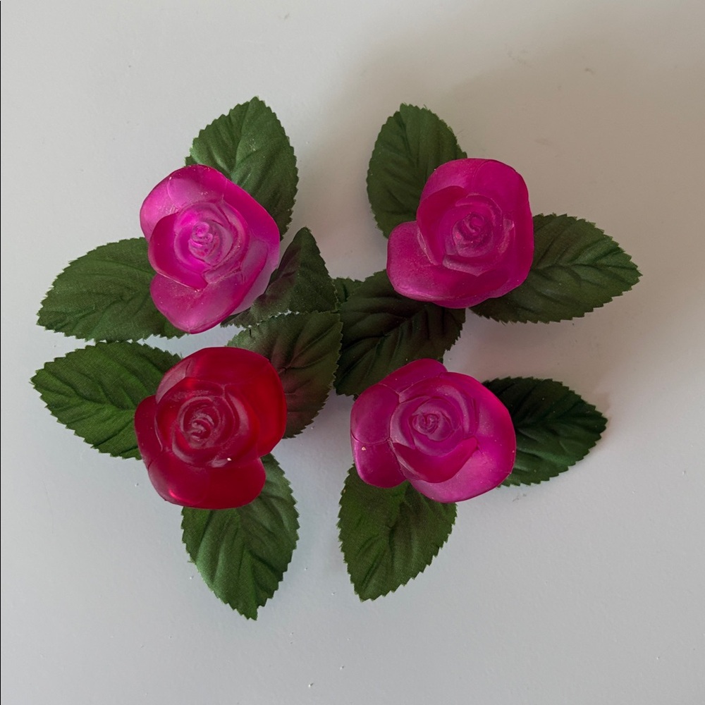 Vintage Fairy Light Covers Frosted Glass Rose Old World Mid Century 3 Pink 1 Red